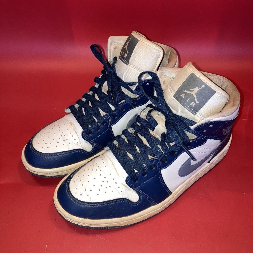 NIKE Jordan 1 Mid Sneakers Color Block Shoes Women’s Size 9 BQ6472-414 Blue